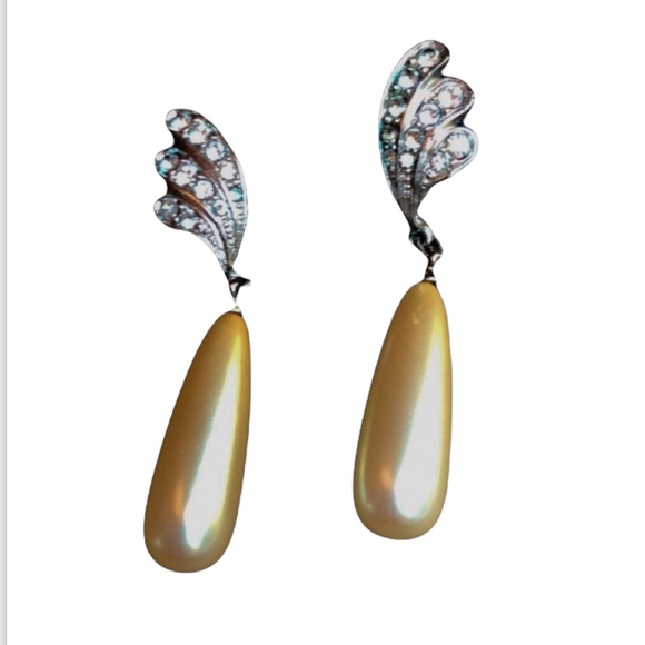 Jewelry Vintage Champagne Pearl And Diamond Drop Earrings Poshmark